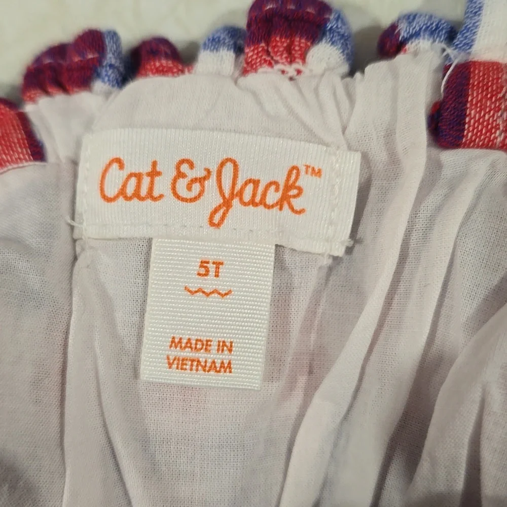 Cat & Jack red white and blue plaid‎ dress size 5T